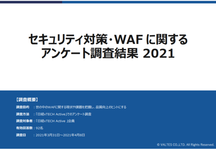 セキュリティ対策・WAFに関するアンケート調査結果 2021年度版